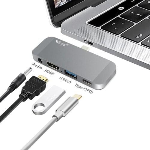 USB C HUB Type C Thunderbolt 3 Dock 4 in 1 USB-C Adapter Dongle Combo with USB 3.0 DP,AUDIO HDMI Ports For MacBook P