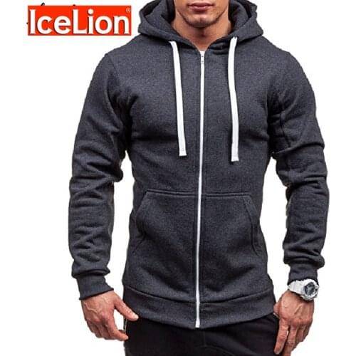IceLion 2021 Spring Hoodies Men Solid Zipper Cardigan Sweatshirts Slim Fit Sportswear Fashion Casual Tracksuit Dropshipping