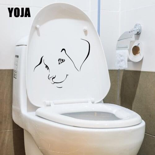 YOJA 23.5X18.3CM Funny Wall Sticker Toilet Decal Bedroom Home Decor Puppy Dog Head Animal Pet T5-1514