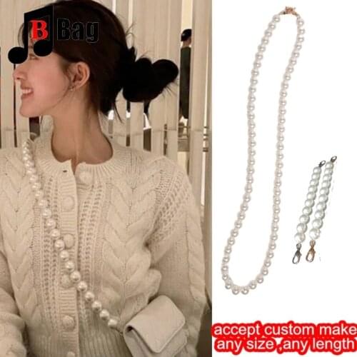 18mm Pearl Bag Strap pearl handbag strap Women Handbag Handles Replacement Handbags Strap Accessories phone bag decoration