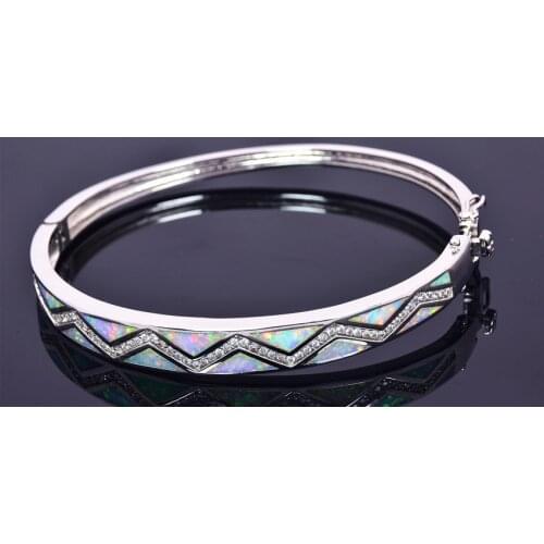Wholesale & Retail Fashion Fine Blue Fire Opal Bangles 925 Sterling Sliver Jewelry For Women _DSC312