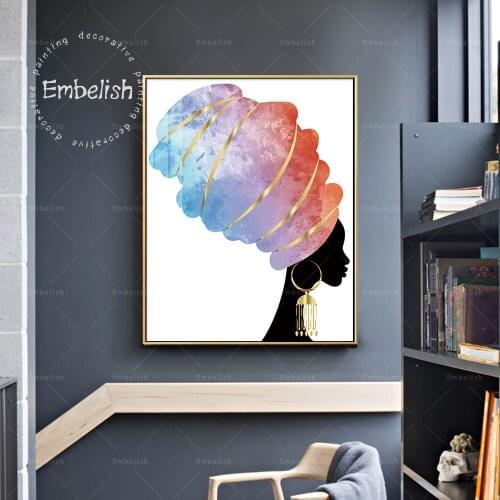 1 Pieces New Design Black Nude African Woman With Golden Earings Home Decor Posters For Living Room Wall Picture Canvas Painting