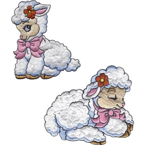 10pcs/lot Animal Sheep Embroidery Patches Flower Bow Backpack Clothing Decoration Accessories Diy Iron Heat Transfer Applique