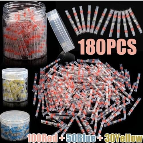 180PCS Red Waterproof Insulated Heat Shrink Connectors Solder Seal Wire Connectors AWG22-18/ 0.5-1.0 mm