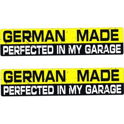 Aliauto 2 X Personality Car Sticker German Made Perfected In My Garage Body Accessories Decal PVC for Renault Opel Kia,15cm*3cm