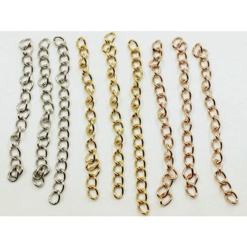 20pcs/lot Stainless Steel Gold Rose Gold Steel Tone 5CM 0.6X3X4mm Extend Tail Bulk Chain Fit DIY Bracelet Jewelry Making Finding