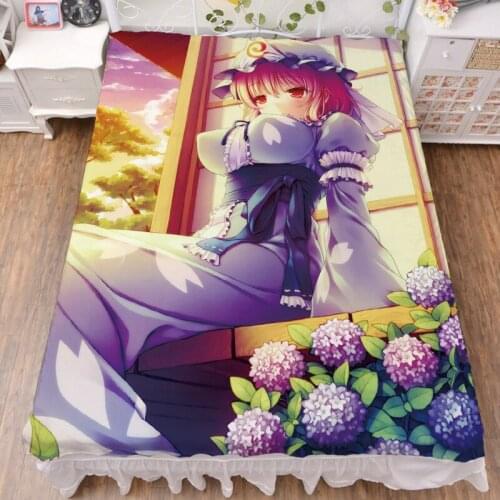 2019-August update Japanese Anime TouHou Project sexy girl bed milk fiber sheet & flannel blanket summer quilt 150x200cm