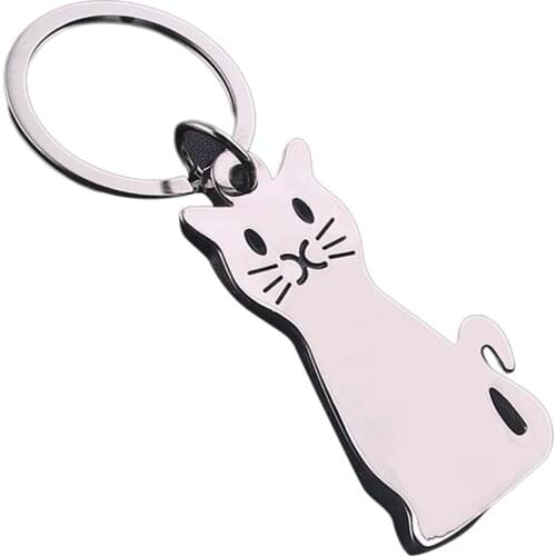 Keychain Cat Pendants DIY Men Jewelry Car Key Chain Ring Holder Silver Color Plated Souvenir For Gift Pendant