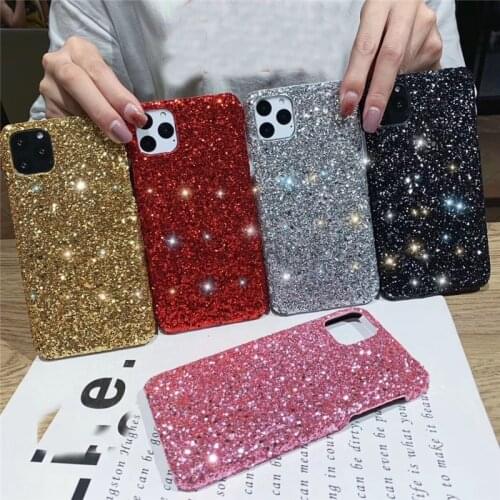 For iPhone 12 11 Pro Max XR X XS Max 12Mini Bling Glitter Shining Flash case Hard Back cover For iPhone SE2020 6 7 8 Plus Funda