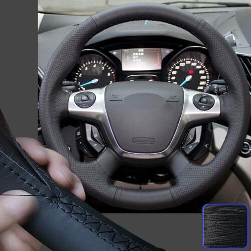 Stitch Wrap Steering Wheel Cover For Ford Focus C-MAX 2018 Escape 14-16 Super Soft Non-slip Durable Car Interior