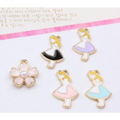 Color Dress Girls Sakura Pearl Blossoms Charms Pendant For DIY Handmade Bracelet Necklace Enamel Jewelry Accessories Material