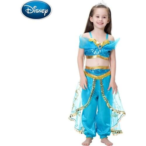 Disney Aladdin Jasmine Rapunzel Aurora Belle Ariel Cosplay Costume Child Party Dress costume two-piece For Girl Gift