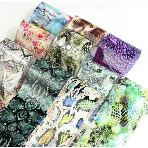 10pcs Snake Skin Design Nail Foil Leopard Flower Nail Stickers Slider Transfer Foils Decals Accessories 4*50cm