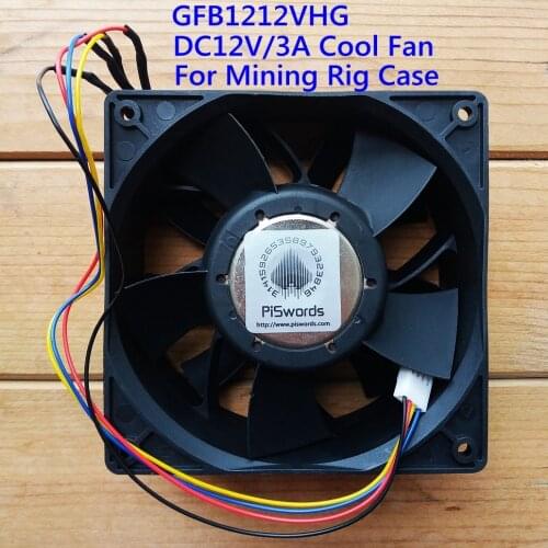 GFB1212VHG 120mm 12V 3.4A 12CM Double bearing cooler fan For Bitcoin GPU Miner Server Case Computer ETH mining Frame rig case