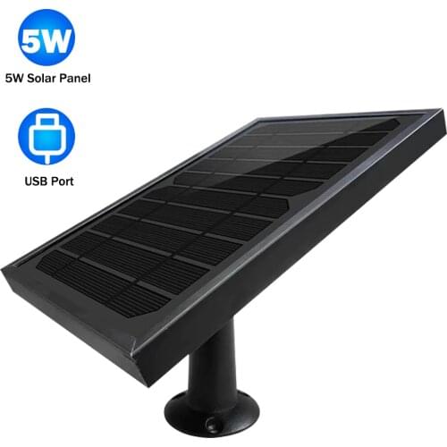 Hismaho 5W Solar Panel 5V/1A USB Port with 3 Meter Cable for Outdoor Security IP CCTV Camera Battery Charge
