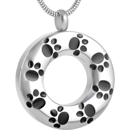 IJD8084 Newest Paw Prints Around Circle Of Life Cremation Pendant Jewelry Urn Dogs Cats Pets Ashes Holder