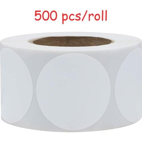 2" White Color Coding Labels Round Circle Dots Stickers Permanent Adhesive-Write On Surface-500 pcs Per Roll