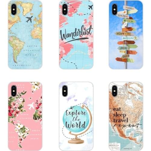 Traveler world map For Huawei G7 G8 P8 P9 P10 P20 P30 Lite Mini Pro P Smart Plus 2017 2018 2019 Accessories Phone Cases Covers