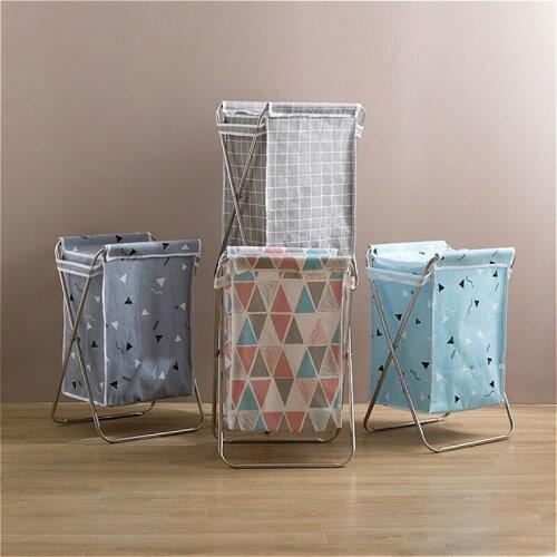 Stainless Steel Bracket Storage Basket Foldable Dirty Clothes Storage Basket Nordic Style Waterproof Laundry Hamper