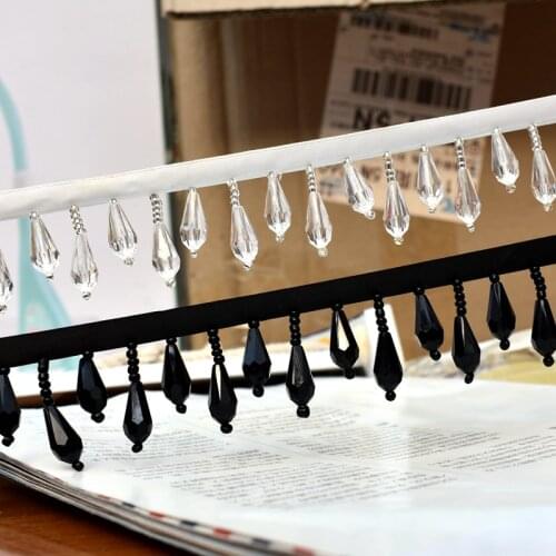 Water Drop Beaded Tassel Lace Trims Webbing Fabric Lace Ribbon Tape Weding Dress Collar Headdress Lace Applique DIY Crafts