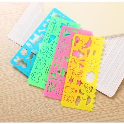 4pcs Stationery Ruler School Painting Supplies Drafting Tool Art Drawing Template Plastic DIY Graphic Template Stencil Drawing