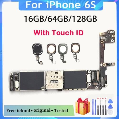 Black/ White/ Gold for iphone 6S 6 S Motherboard with/without Touch ID,Original unlocked for iphone 6s Logic board+Chips