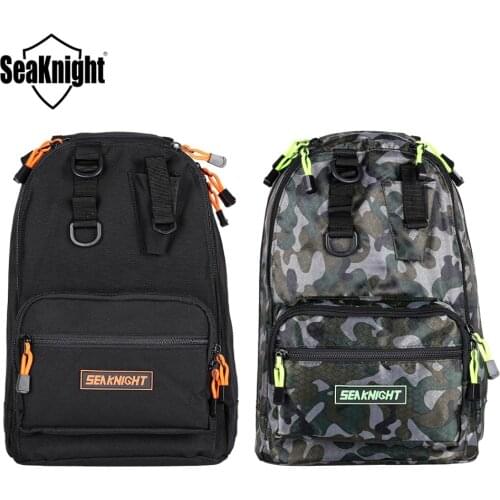 SeaKnight SK005 Multi-Purpose Fishing Bag 4Layer 1000D Nylon Outdoor Fishing Bag Camouflage/Black Waterproof Backpack