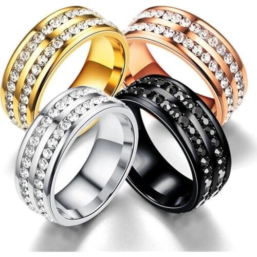Fashion Women Rings Inlaid Rhinestone Shine Rings Wedding Alloy Simple Stainless Steel Rings For Women Jewelry