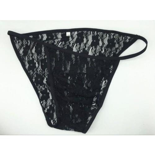Mens lace string bikini panties sexy transparent briefs panties