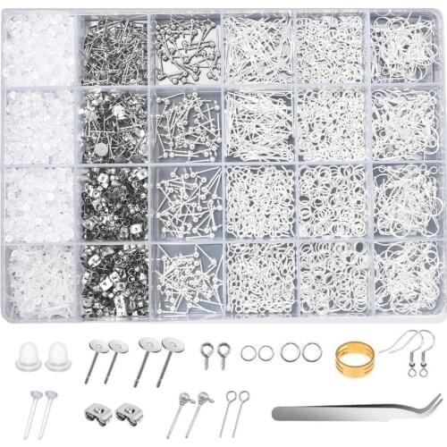 Hypoallergenic Earring Making Kit Include Earring Post Backs, Jump Rings, Eye Pins,Earring Hooks For Earring Making and Repair