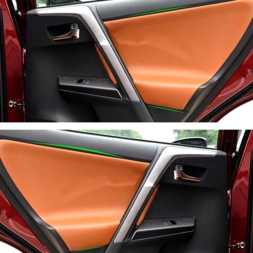 Car Microfiber Leather Interior Door Armrest Panel Cover Trim For Toyota Rav4 RAV 4 2013 2014 2015 2016 2017 2018 2019