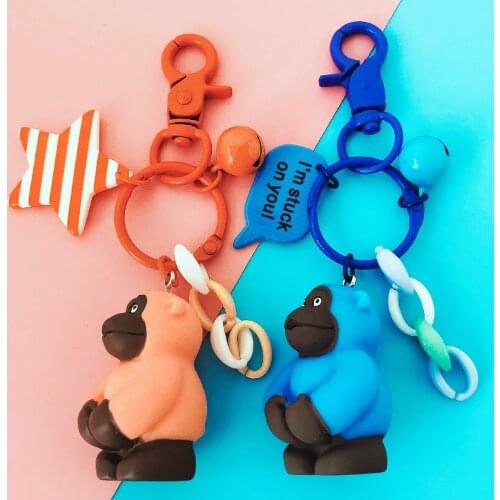 New Cartoon Fluorescent Orangutan Key Chains Creative Men and Women Jewelry Couple Car Keychain Cute Cartoon Pendant Friend Gift