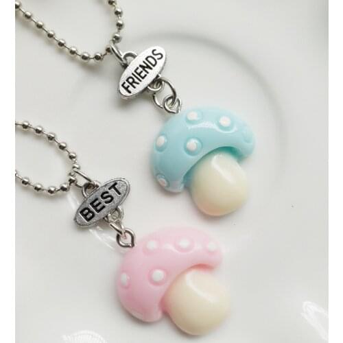 Simulation Mushroom Necklace Cute Vegetable BFF Pendant Children Best Friends Girls Boys Friendship Jewelry Birthday Gift