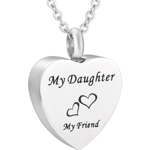 IJD9788 Love Heart Family Necklace "My Daughter,My Friend" Polish Stainless Steel Cremation Ashes Keepske Urn Pendant Necklace