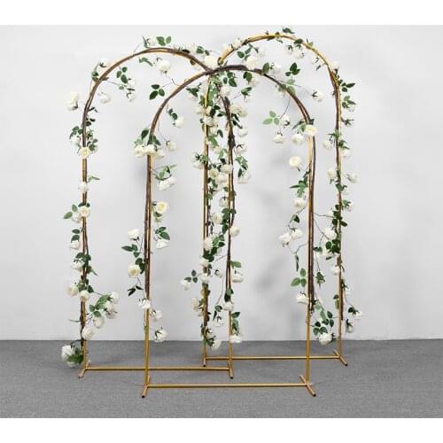 Luxury Shiny Golden Wedding Arch Background Props Black Flower Arch Outdoor Flower Stand Celebration Scene Decoration