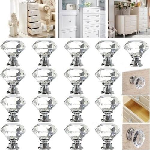 5 Pcs/Lot Crystal Glass Cabinet Knobs 30mm Pulls Handles For Drawer Dresser Kitchen Bathroom Wardrobe Cabinet