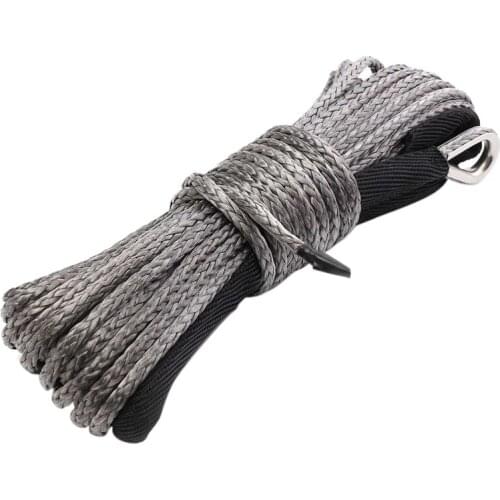 Synthetic Winch Rope, 15M 7700 Lbs Winch Line Cable Rope with Protective Sleeve Maintenance String for ATV UTV Off-Road