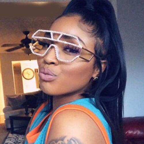 Vintage Sunglasses For Women Oversized Sun Glasses Decorative Diamond Ocean Lens Eyeglasses Trends oculos feminino Luxury Design