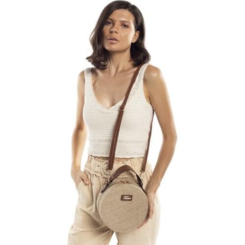 Straw Womens Round Shoulder Bag