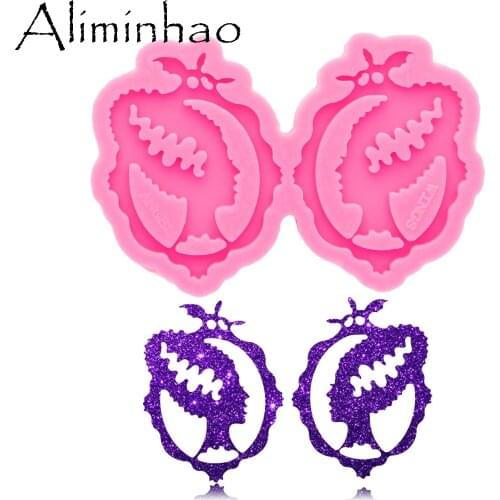 DY0788 Super Glossy Beauty head Earring Resin Mold, Girl Mould Craft Keychain, Silicone Mold For Epoxy Resin Jewellery Making