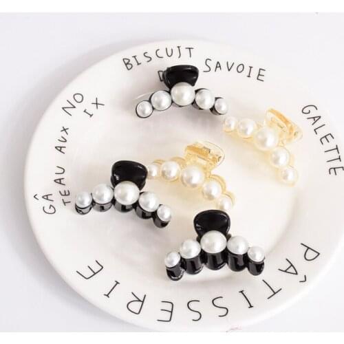 LilyWang 1Pcs 45mm Small Size Fashion Pearl Hair Claws For Women Hairpins Banana Hair Clips Women Girls Hair Accessories