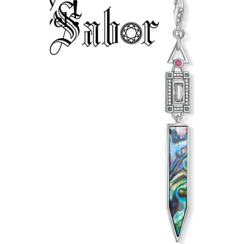 Abalone Mother-of-pearl Charm Pendants For Women silver plated 1920s Graphic Art Deco Jewelry Fit Bracelet Necklace thomas