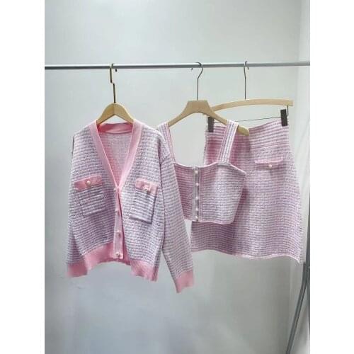 Womens V-Neck Plaid Houndstooth Sweater Lady Pearl Buttons Single Breasted Long Sleeve Loose Autumn Knit Cardigan Knitwear Top