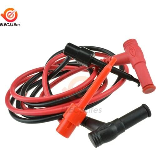 1Pair/2Pcs 4mm Safety Protective Case Banana Plug to Test Hook Cable/Multimeter Pen Hook Convert Cable/Test Hook with 1m Cable