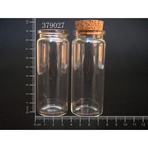 10 pcs 65ml 37x90mm Small Clear Glass Bottle Vial Pendant With Cork and Hook For Wedding Holiday Decoration Christmas Gifts
