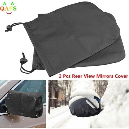 2Pcs Snow Ice Winter Waterproof Cover High Quality Black Auto Car Rear View Side Mirror Frost Guard