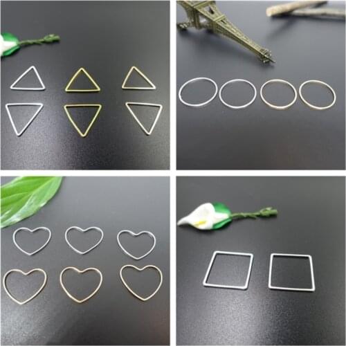 20pcs Metal Pendant Charms Round Heart Star Square Earring Bracelet Making Accessories DIY Jewelry Findings Wholesale Handwork