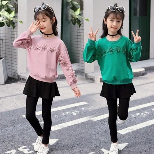 2021 Children Clothing Autumn Winter Sweater + Pantskirt For Girls Clothing Sets Toddler Kids Outfit Suit Costume 4-12 Year
