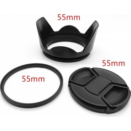 55mm Lens Hood Cap UV Filter for Sony A200 A230 A290 18-70mm Kit,a330 A390 A500 ALC-F55A