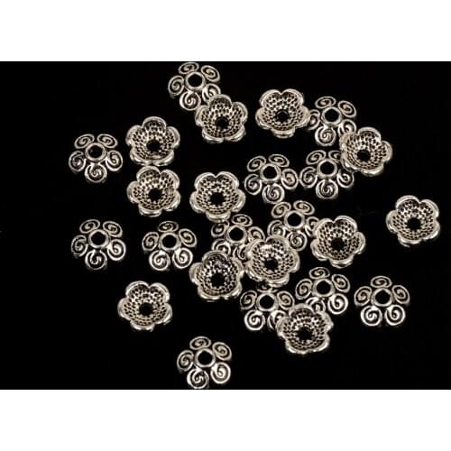 8mm Antique Silver Flower Metal Spacer Beads Cap Zinc Alloy Charm Beads For Jewelry Making Bracelet Diy Accessories NASSBORO